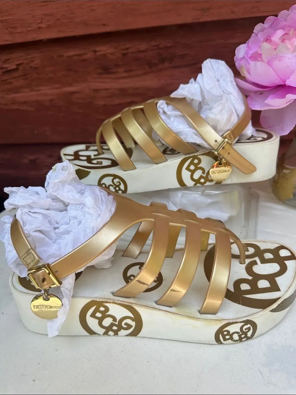 BCBGirls Metallic Gold  Sandals - Picture 4 of 9